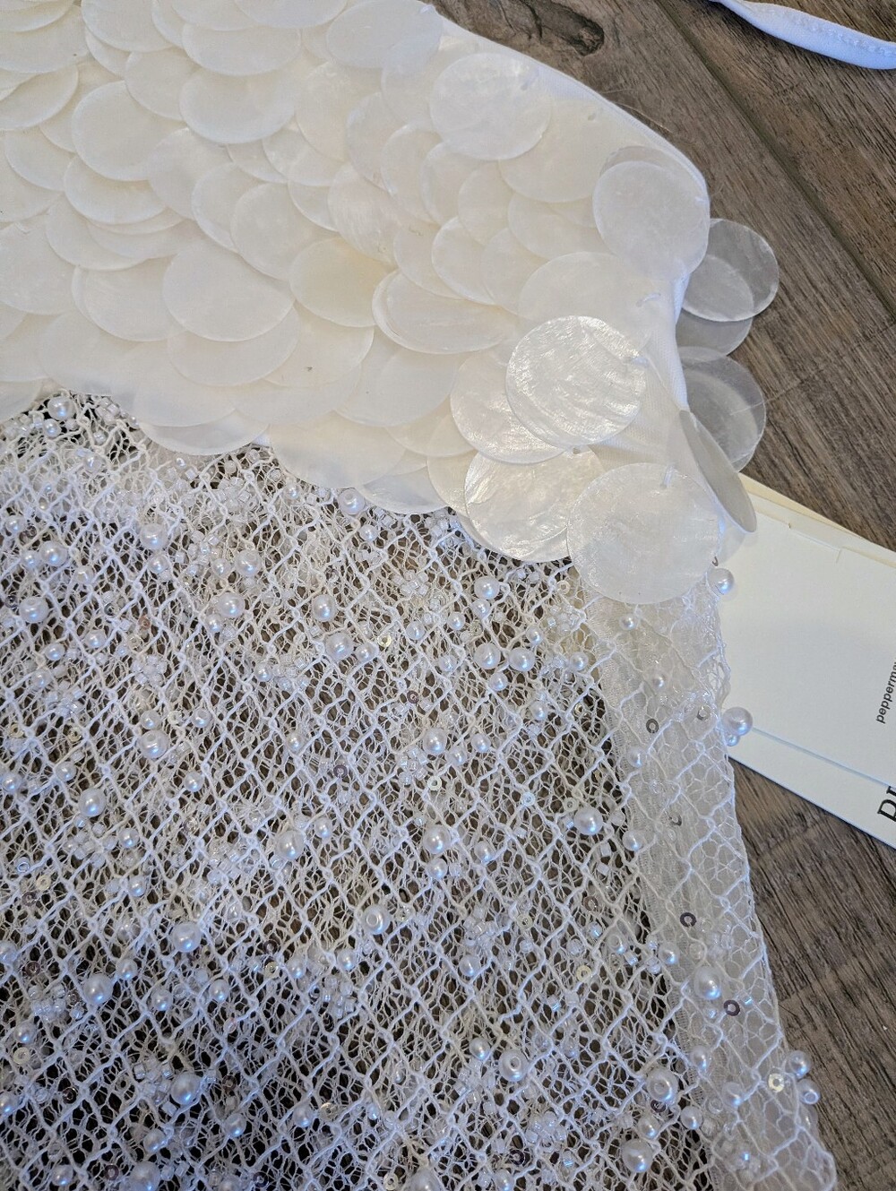 NWT Peppermayo Shelly White Halter Beaded Mesh Crop Top | Xsmall - Picture 4 of 6